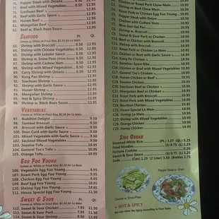 a menu for a restaurant