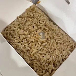 a box of brown rice