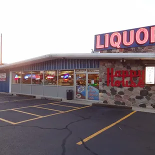 the front of a liquor shop