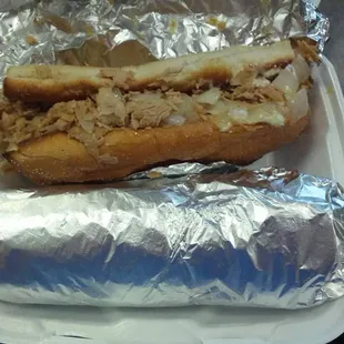 *A* Large sub (Chicken Cheese steak)