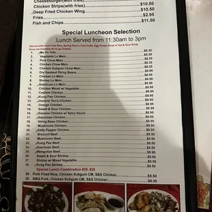 sushi and sashimi, menu