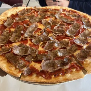 Sausage and pepperoni pizza