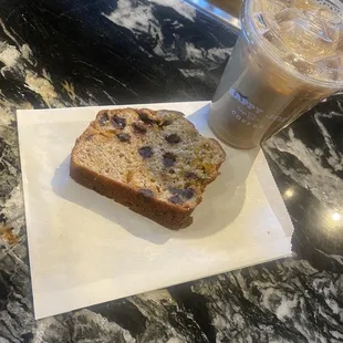 Butterscotch Chocolate Banana Bread and brown butter toffee latte