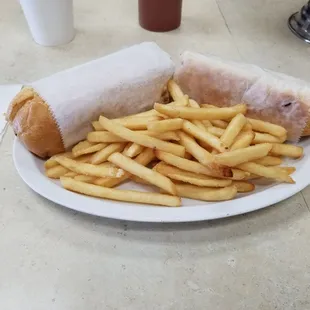 Cheese steak and fries