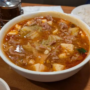 Hot and Spicy Soup w/ Beef and Tofu