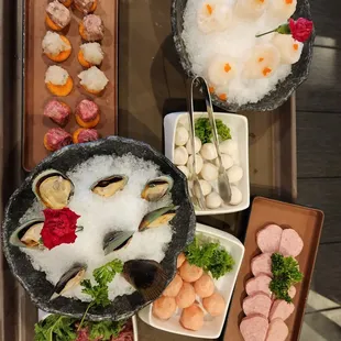 All the seafood and meats we ordered