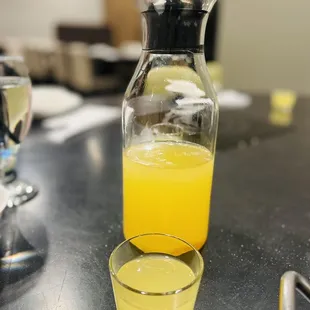 a glass of orange juice