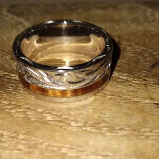 White gold with Koa wood.