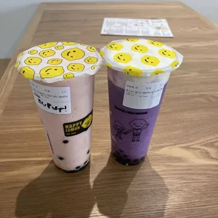 two cups of bubble tea