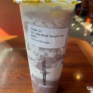 Ube black tea with Taro