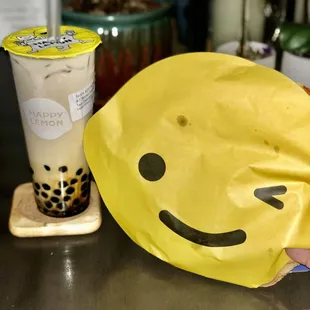 Milk Tea with Oreo Cookies and Puff Cream &amp; puffle