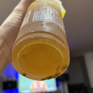 order iced green tea with no topping . then this happen wtf is this. unbelievable