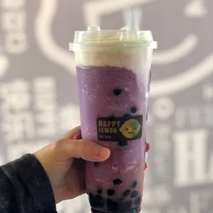 Ube Green Tea with Boba