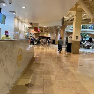 people walking through a shopping mall