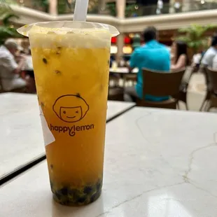 Passion Fruit Green Tea w/ boba