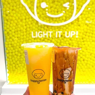 Lemon Mango Slushy and Brown Sugar Milk Tea