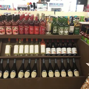 a display of bottles of wine in a store
