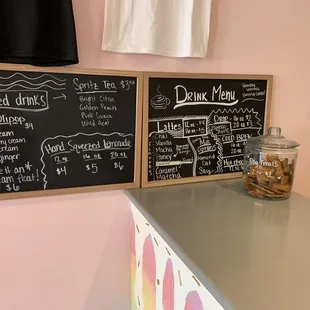 a chalkboard with a menu on it