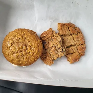 a muffin and a cookie