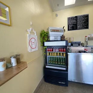 Ordering area, drinks, and menu