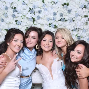 Our white and blue flower wall rental