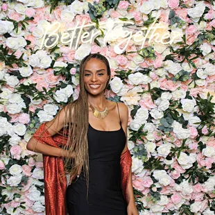 Our blush flower wall and neon sign rental