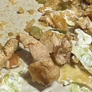 chicken, lettuce, and cheese on a plate