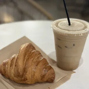 Butter croissant and iced grandma&apos;s bag