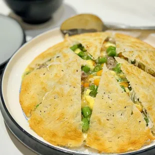 Pan Fried Vermicelli w/ Egg &amp; Minced Beef - even better with their hot sauce and some white pepper!
