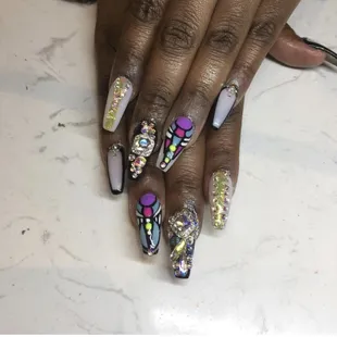 Hand design with rhinestones