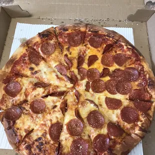 Large pepperoni. Looks great but totally flavorless.