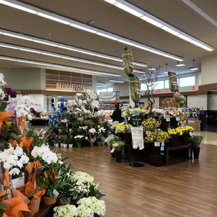 the inside of a flower shop