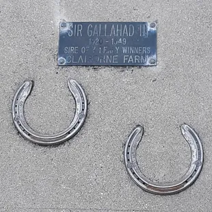 Sir Gallahad's horseshoes embedded on Main Street