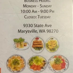 Front of menu