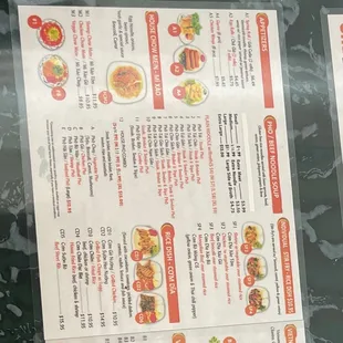 Half of the menu