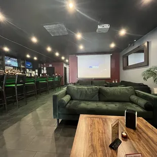 Inside is spacious with comfy sofas