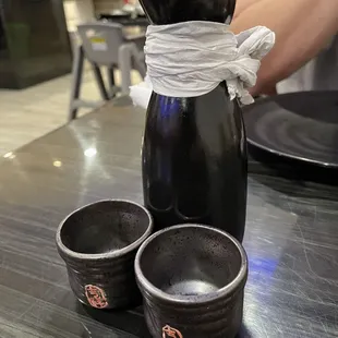 Hot sake, filled to the brim. Nice and warm way to start our meal