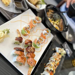 Rainbow dragon, Salmon Lover, Lion Queen, Black Garlic ramen, Agedashi tofu