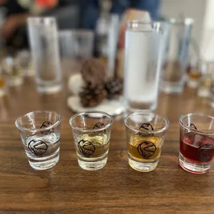 a row of shot glasses