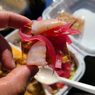 Pickled Shrimp Ceviche on Air Fried Saltine Cracker