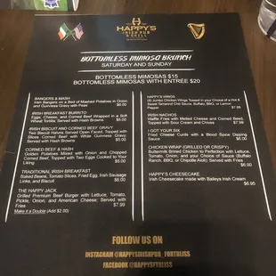 Menu back page