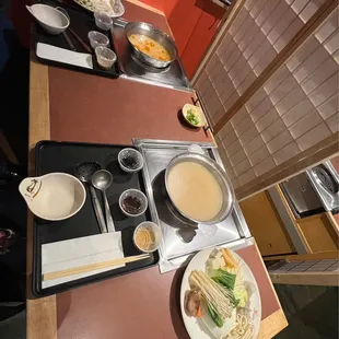 Spicy tonkatsu and regular tonkatsu broths were great. Ponzu, spicy, and sesame sauces