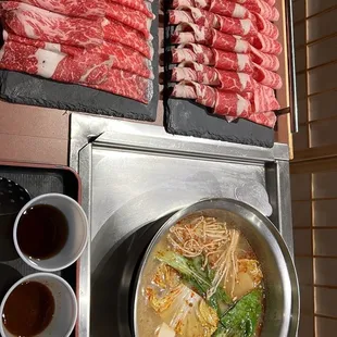 a variety of food on a table