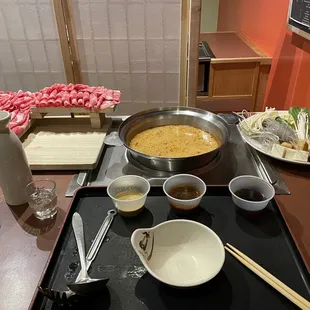 a variety of dishes on a table