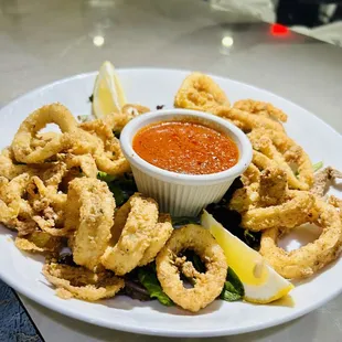a plate of fried squids