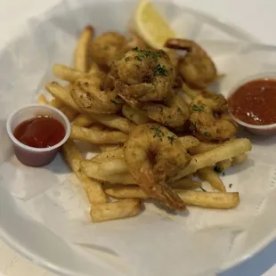 Fried shrimp and fries