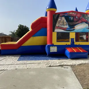 Combo jumper with dry slide with amazing Spider-Man banner