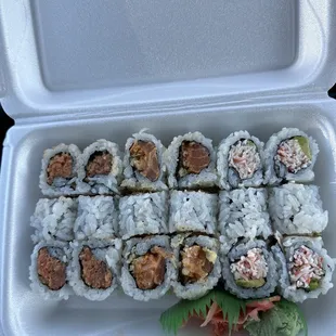 Spicy Tuna Roll, Salmon Roll, California Roll