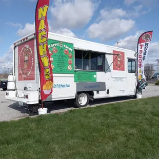 a food truck parked in a parking lot