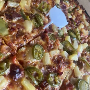 Bacon, pineapple, and jalapeño. So good.